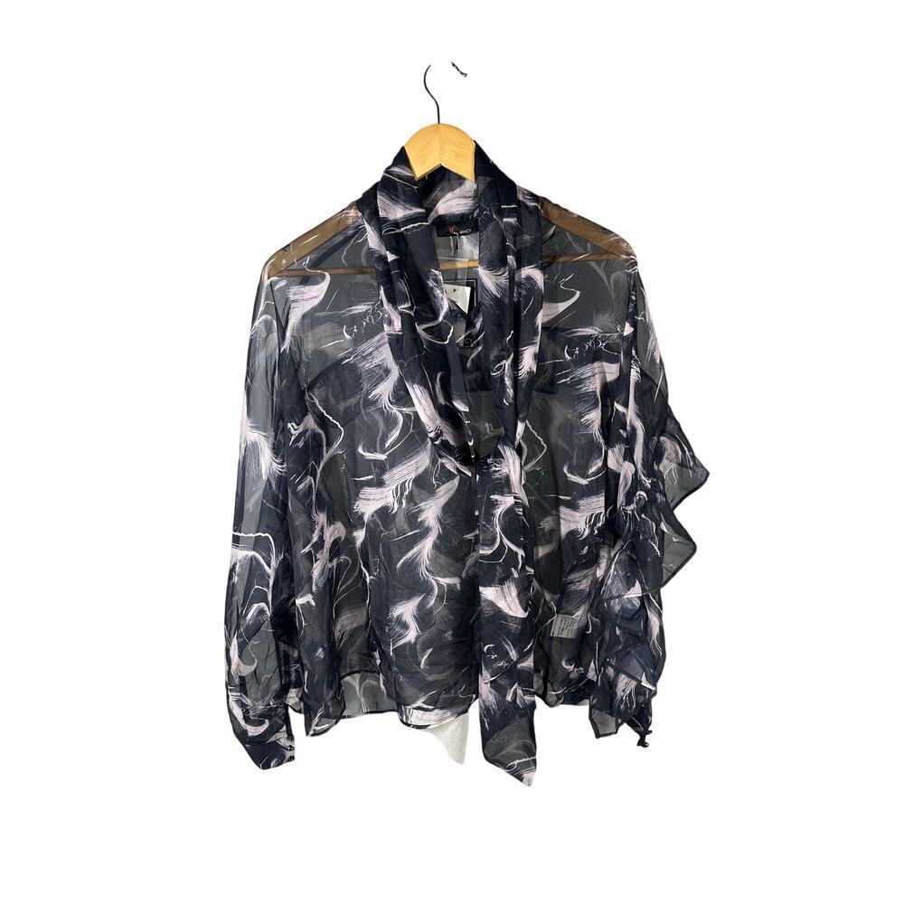 N by Nancy Sheer Long Sleeve Ruffle Top